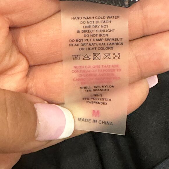 Polka Dot Bikini Set‎ Womens Size Medium Black V Neck Spaghetti Strap High Waist - Picture 5 of 8